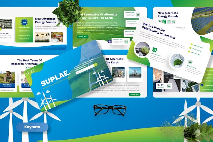 新能源风力发电能源回收利用keynote模板 - 顶尖PPT