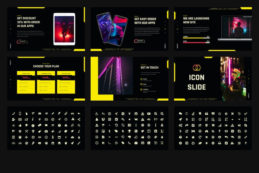 赛伯朋克霓虹灯风格PPT模板 - 顶尖PPT