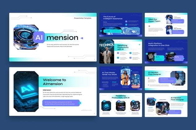 人工智能维度AI科技PPT模板 - 顶尖PPT