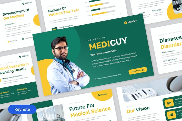 医疗医学研究医学团队展示医疗主题keynote模板 - 顶尖PPT