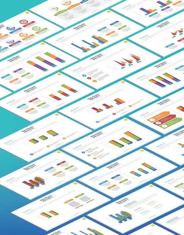 221页彩色数据图形合集PPT模板 附赠1000个图标素材 - 顶尖PPT