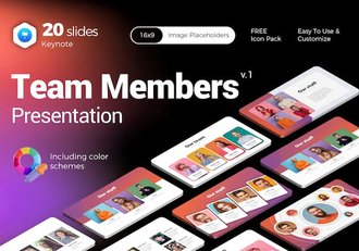 渐变色企业团队成员介绍展示keynote模板 - 顶尖PPT