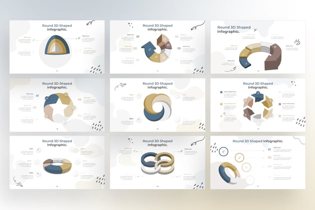 圆形3D信息图形涂鸦风格keynote模板 - 顶尖PPT