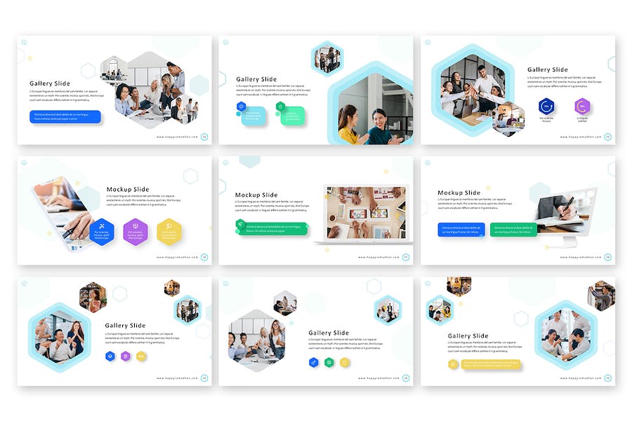 六角形设计商业商务通用keynote模板 - 顶尖PPT