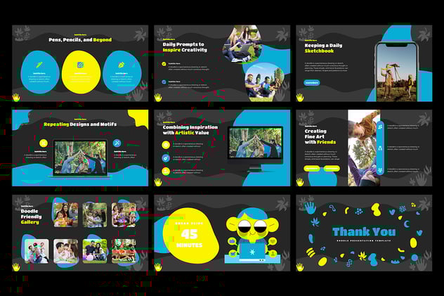 创意涂鸦插图教育教学keynote模板 - 顶尖PPT