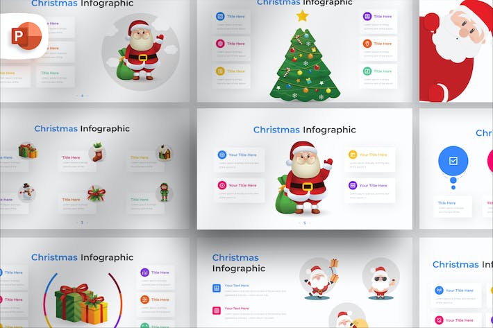 圣诞节信息图表数据可视化展示PPT模板 - 顶尖PPT
