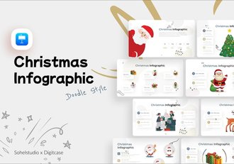 涂鸦圣诞节卡通图形人物keynote模板 - 顶尖PPT