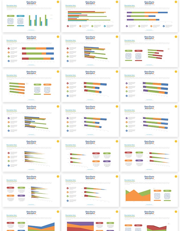 221页彩色数据图形合集PPT模板 附赠1000个图标素材 - 顶尖PPT