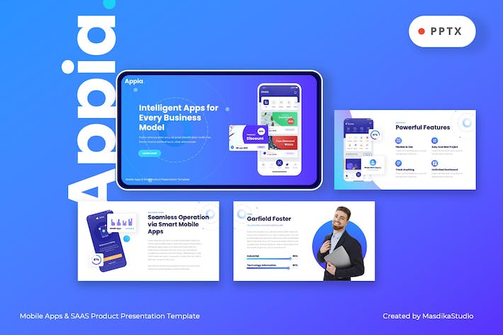 移动应用程序展示介绍PPT模板 - 顶尖PPT