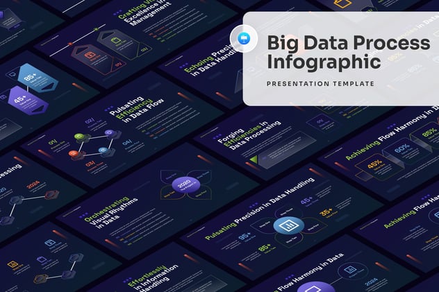 黑色质感流程信息图形Keynote模板 - 顶尖PPT