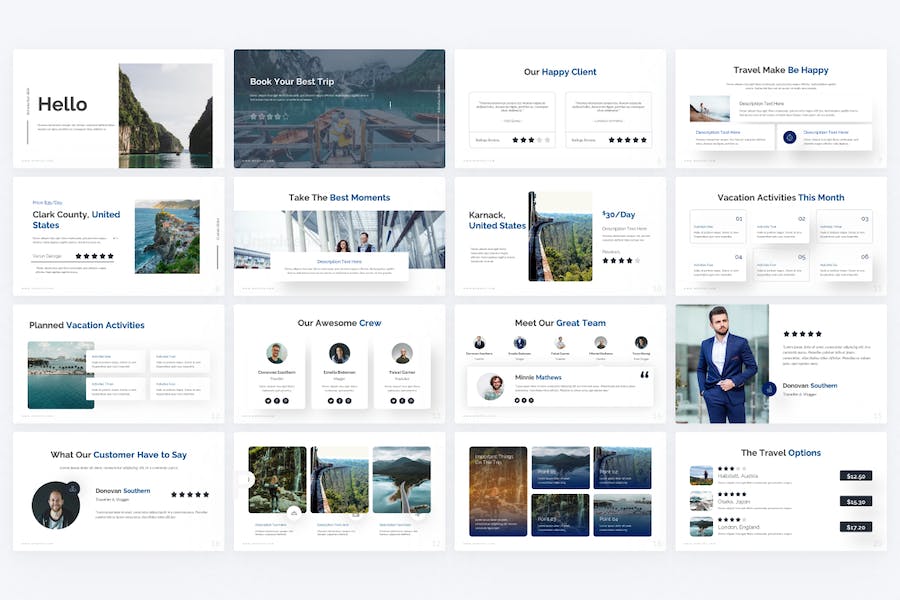 蓝色现代设计风格旅游度假主题PPT模板 - 顶尖PPT