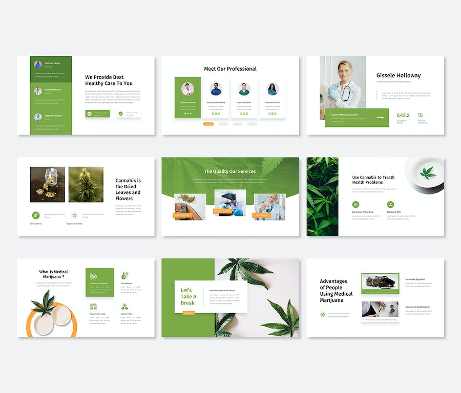 医用大麻相关内容展示PowerPoint模板 - 顶尖PPT