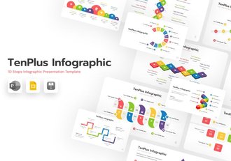 10步骤项目执行流程信息图形展示PPT模板 - 顶尖PPT