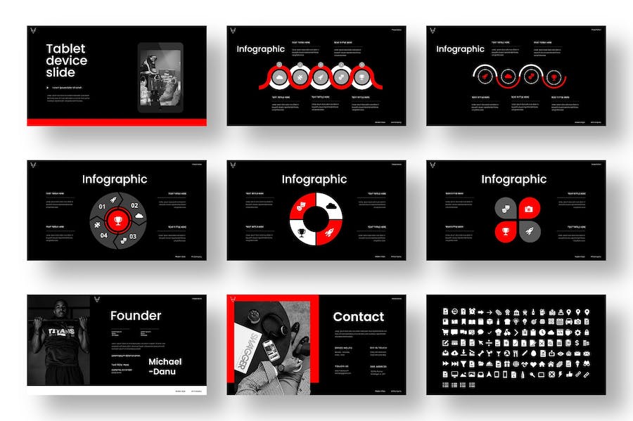 红黑配色活动策划国外商业通用风格keynote模板 - 顶尖PPT