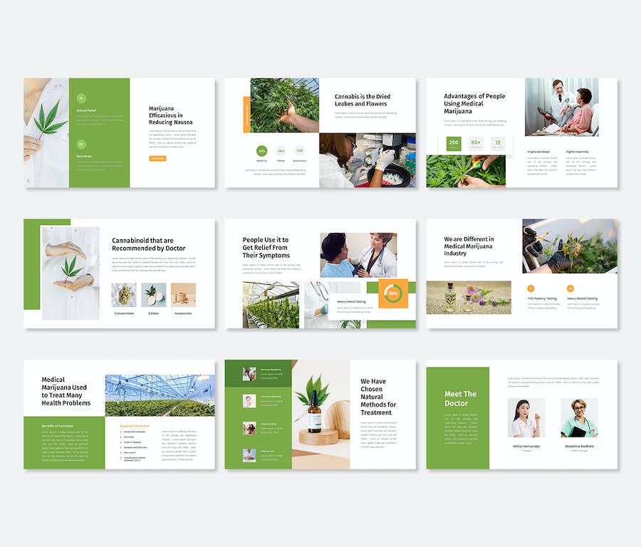 医用大麻相关内容展示PowerPoint模板 - 顶尖PPT