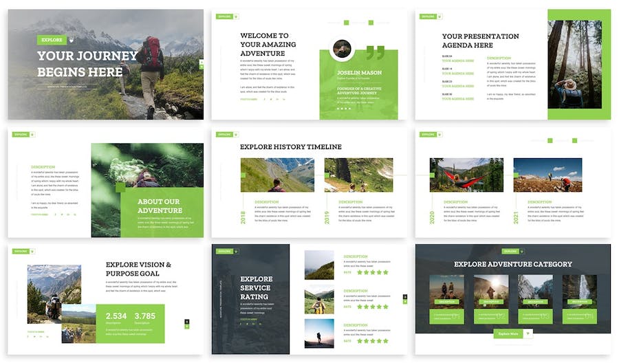 探索冒险旅游攻略推介方案PPT模板 - 顶尖PPT