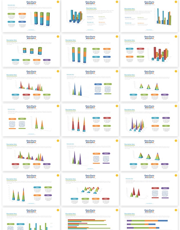 221页彩色数据图形合集PPT模板 附赠1000个图标素材 - 顶尖PPT