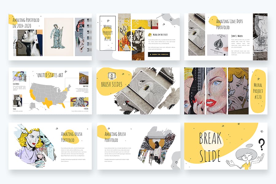 创意线条手绘涂鸦插画商业商务ppt模板 - 顶尖PPT