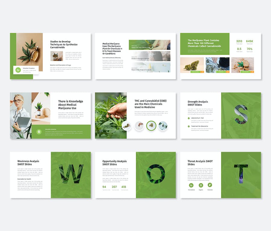 医用大麻相关内容展示PowerPoint模板 - 顶尖PPT