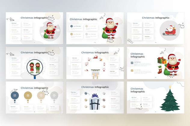 涂鸦圣诞节卡通图形人物keynote模板 - 顶尖PPT