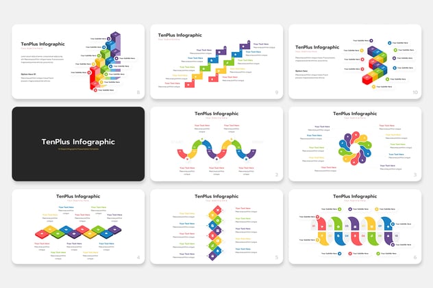 10步骤项目执行流程信息图形展示PPT模板 - 顶尖PPT