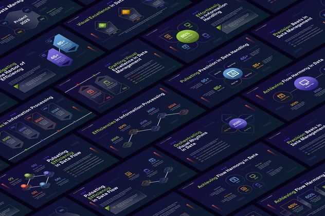 黑色质感流程信息图形Keynote模板 - 顶尖PPT