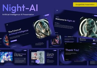 深色AI人工智能机器人PPT模板 - 顶尖PPT