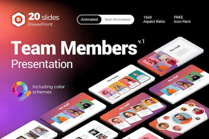 渐变色企业团队成员介绍展示PPT模板 - 顶尖PPT