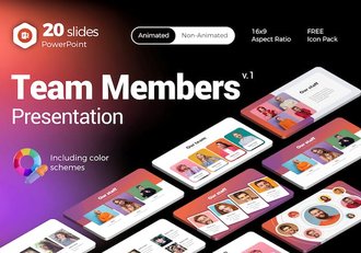 渐变色企业团队成员介绍展示PPT模板 - 顶尖PPT