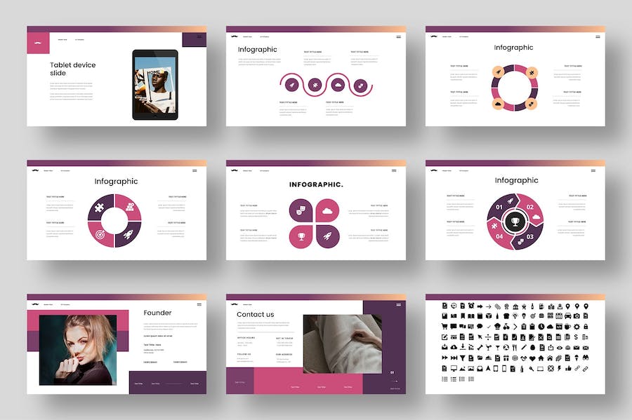 国外扁平化创意商业商务keynote模板 - 顶尖PPT