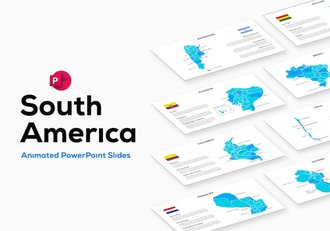 南美各个国家地图PPT动画模板 - 顶尖PPT