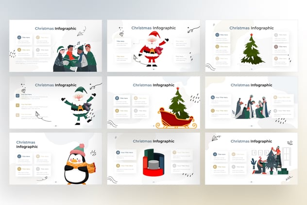 涂鸦圣诞节卡通图形人物keynote模板 - 顶尖PPT