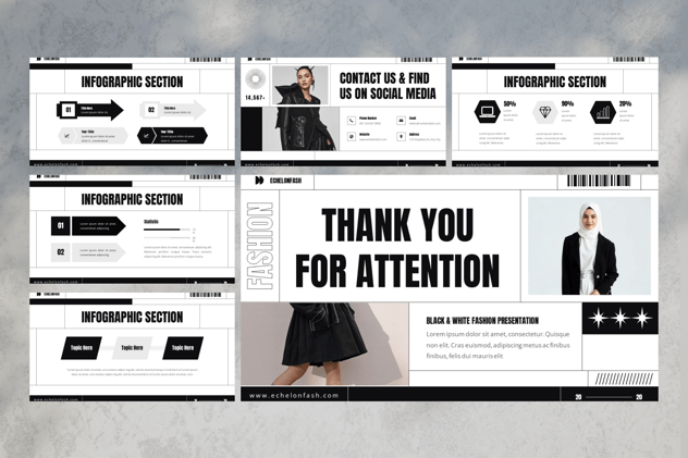 黑白时尚风格PPT模板 - 顶尖PPT