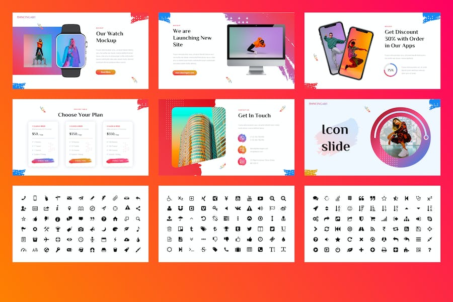 舞蹈艺术工作室培训机构PPT模板 - 顶尖PPT
