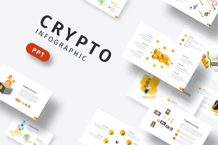 黄色系加密货币信息图表PPT模板 - 顶尖PPT