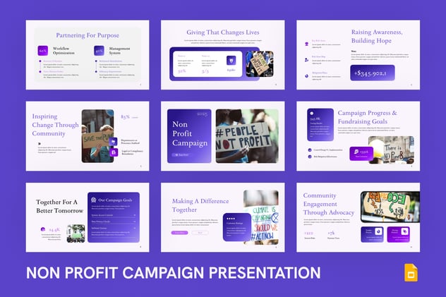 紫色非营利性公益活动策划PPT模板 - 顶尖PPT