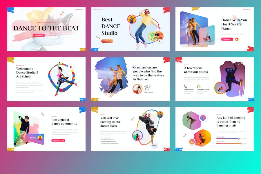 舞蹈艺术工作室培训机构PPT模板 - 顶尖PPT