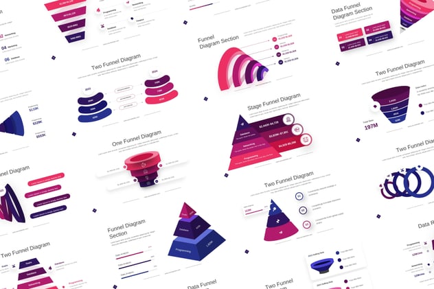 紫色渐变漏斗金字塔信息图形PPT模板 - 顶尖PPT