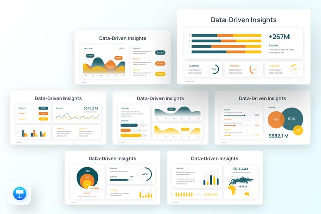彩色可视化数据图形keynote模板 - 顶尖PPT