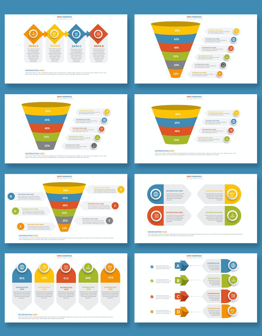 彩色微立体风格步骤图流程图锥形图keynote模板 - 顶尖PPT