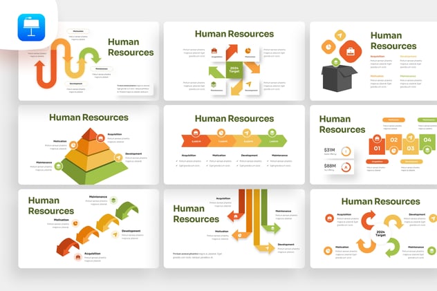 彩色箭头指向信息图形keynote模板 - 顶尖PPT