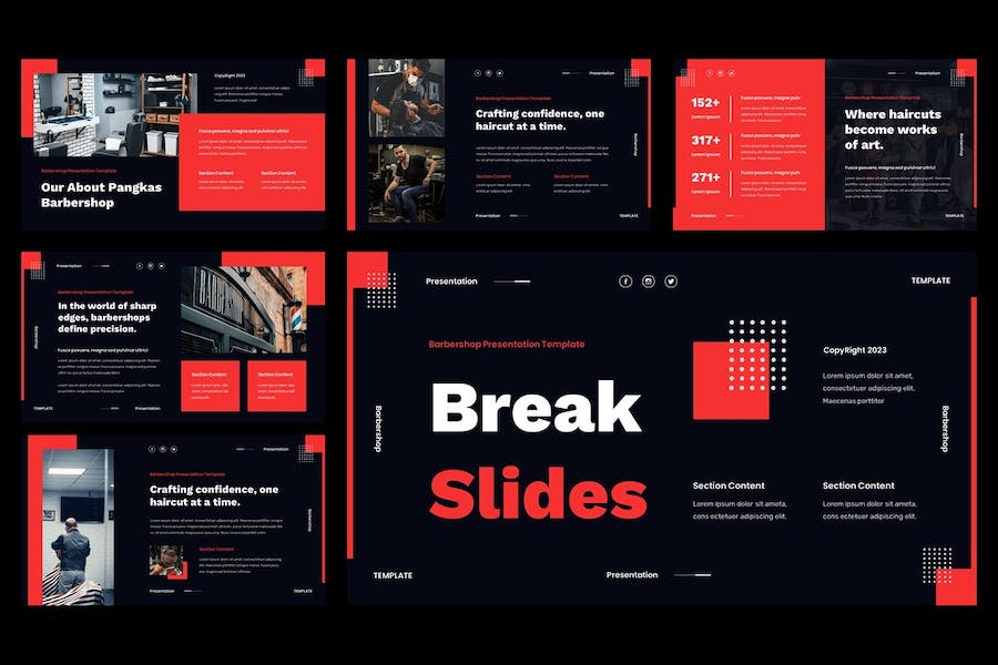 理发店剃须keynote模板 - 顶尖PPT