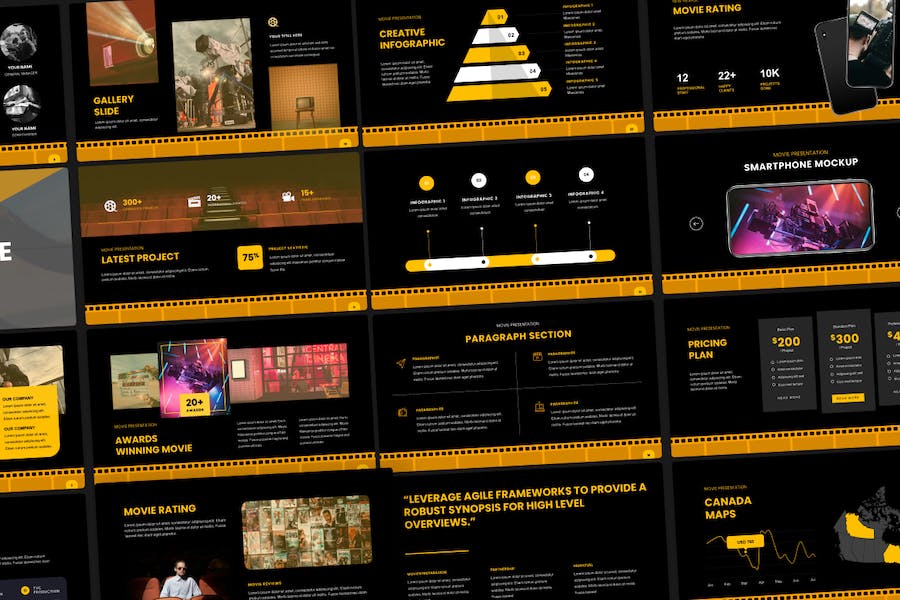 暗黑电影制作主题幻灯片PPT模板 - 顶尖PPT