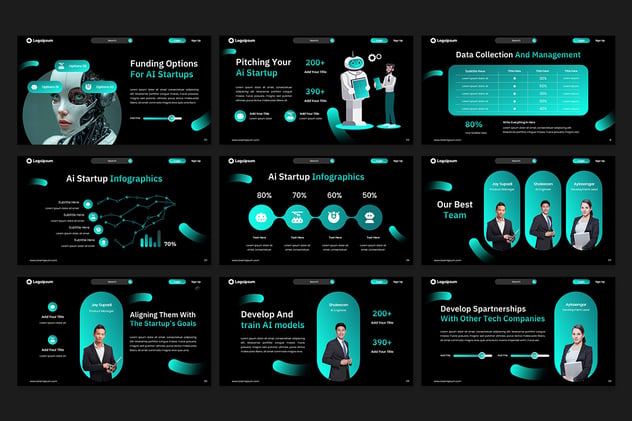 人工智能初创科技企业创业融资Keynote模板 - 顶尖PPT