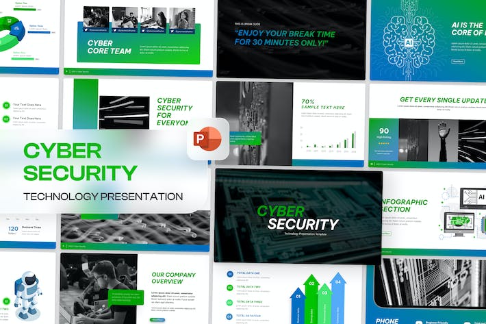 专业网络信息安全技术演示PPT模板 - 顶尖PPT