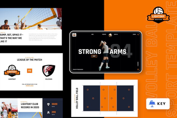 排球运动keynote模板 - 顶尖PPT