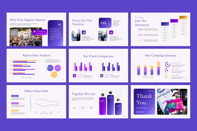 紫色非营利性公益活动策划PPT模板 - 顶尖PPT