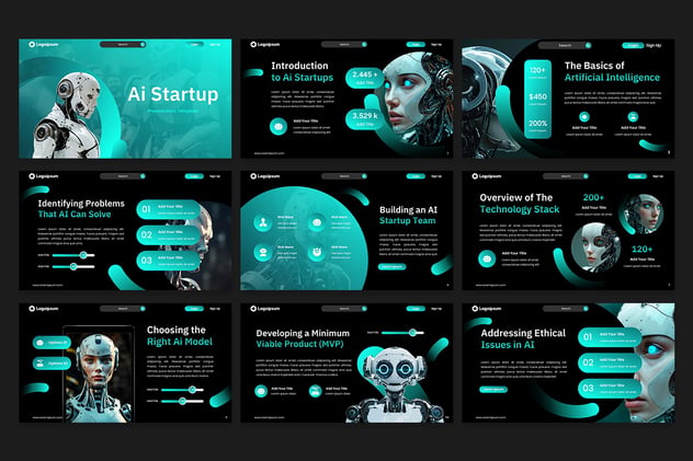 人工智能初创科技企业创业融资Keynote模板 - 顶尖PPT