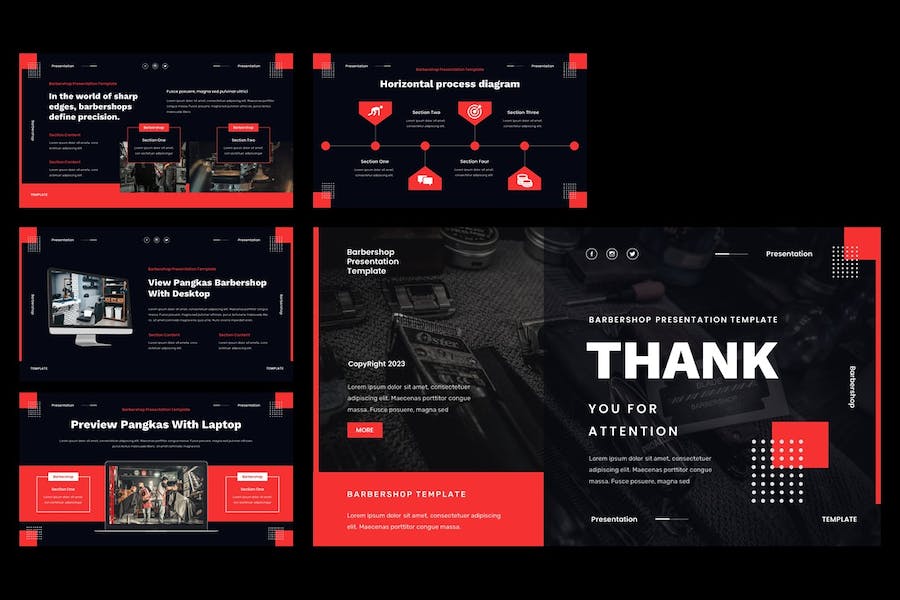 理发店剃须keynote模板 - 顶尖PPT