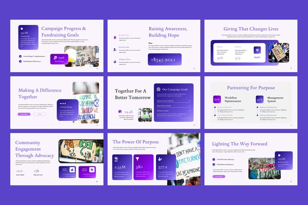 紫色非营利性公益活动策划PPT模板 - 顶尖PPT